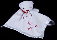Wishes & Kisses Teddy Bear BE MINE White Security Blanket Lovey Rattle